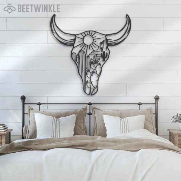 Cow-Skull-Desert-Metal-Wall-Art-LED-Light-3