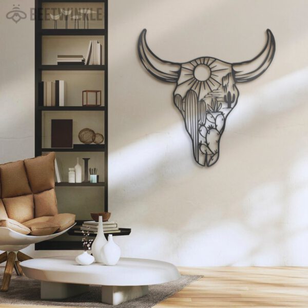 Cow-Skull-Desert-Metal-Wall-Art-LED-Light-8-1