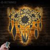 Cow-Skull-Sunflower-Farmhouse-Metal-Wall-Art-LED-Light-5