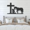 Cowgirl-Kneeling-At-Cross-Metal-Wall-Art-LED-Light