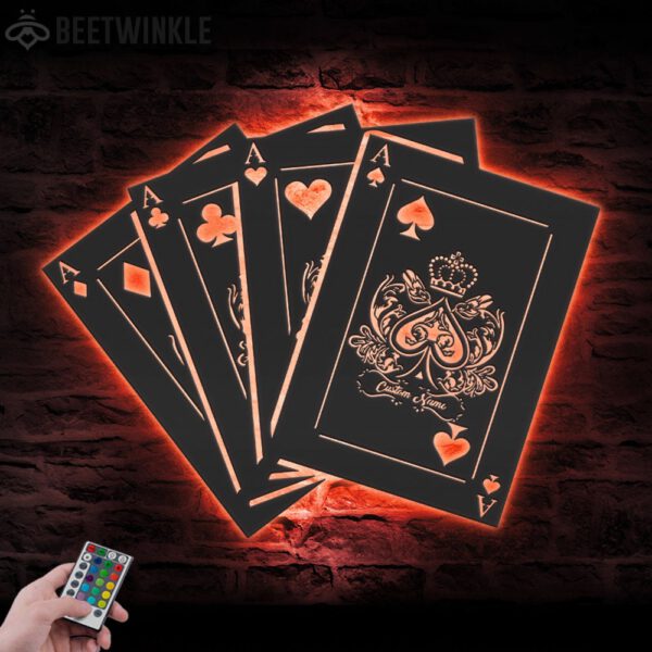 Custom-Ace-Poker-Card-Casino-Metal-Wall-Art-LED-Light-5