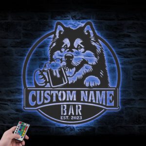 Custom-Alaskan-Malamute-Thirsty-Beer-Pub-Metal-Wall-Art-LED-Light_1