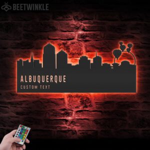 Custom-Albuquerque-Skyline-Metal-Wall-Art-LED-Light-2