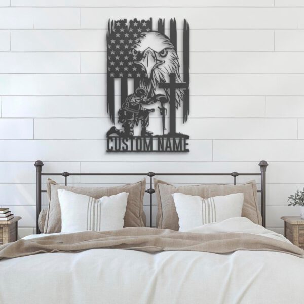 Custom-American-Eagle-US-Flag-Fallen-Soldier-Metal-Wall-Art-LED-Light-3