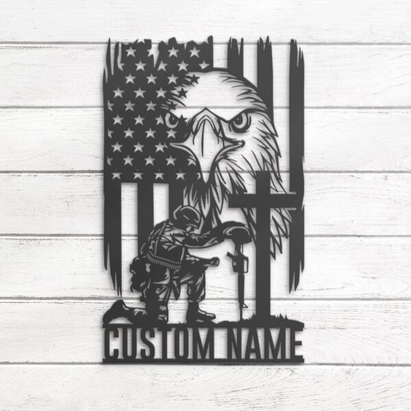 Custom-American-Eagle-US-Flag-Fallen-Soldier-Metal-Wall-Art-LED-Light-5