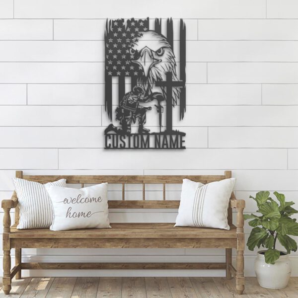 Custom-American-Eagle-US-Flag-Fallen-Soldier-Metal-Wall-Art-LED-Light-8