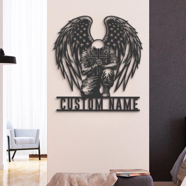 Custom-Angel-Soldier-Kneeling-Praying-At-Memorial-Cross-Metal-Wall-Art-Led-Light-5