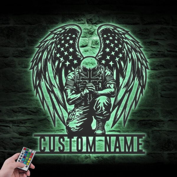 Custom-Angel-Soldier-Kneeling-Praying-At-Memorial-Cross-Metal-Wall-Art-Led-Light-7