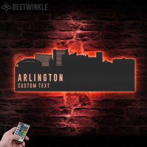 Custom-Arlington-Skyline-Metal-Wall-Art-LED-Light-3