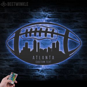 Custom-Atlanta-Skyline-American-Football-Metal-Wall-Art-LED-Light-3