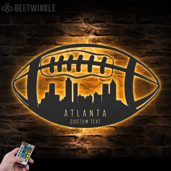 Custom-Atlanta-Skyline-American-Football-Metal-Wall-Art-LED-Light-4