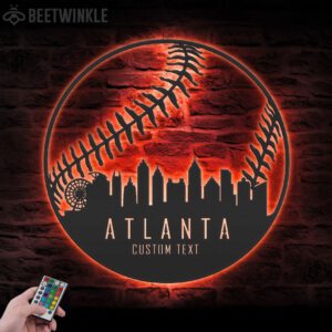 Custom-Atlanta-Skyline-Baseball-Metal-Wall-Art-LED-Light-3