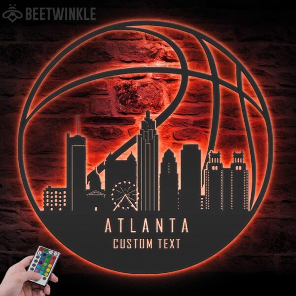 Custom-Atlanta-Skyline-Basketball-Metal-Wall-Art-LED-Light-5