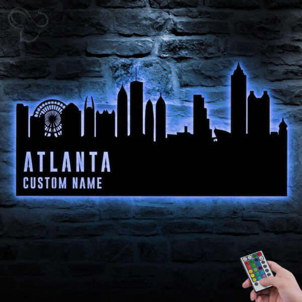 Custom-Atlanta-Skyline-Metal-Wall-Art-LED-Light-2