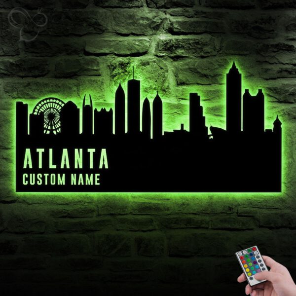 Custom-Atlanta-Skyline-Metal-Wall-Art-LED-Light-3