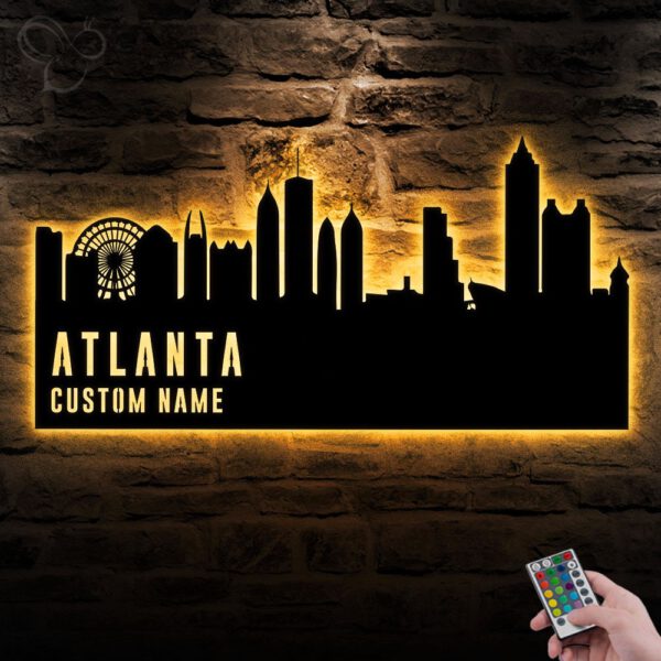 Custom-Atlanta-Skyline-Metal-Wall-Art-LED-Light