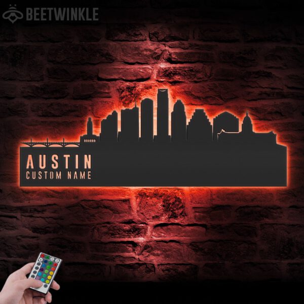 Custom-Austin-Skyline-Metal-Wall-Art-LED-Light-2