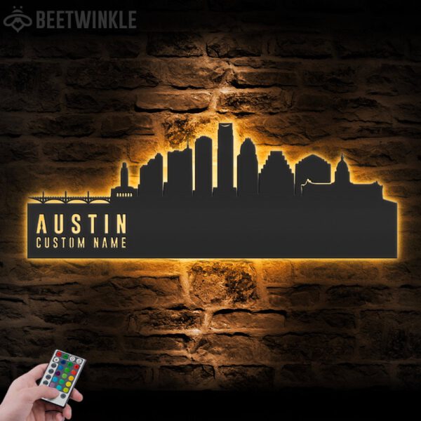 Custom-Austin-Skyline-Metal-Wall-Art-LED-Light-4