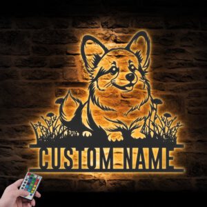 Custom-Baby-Corgi-Metal-Wall-Art-LED_1