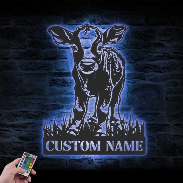 Custom-Baby-Cow-Farmhouse-Metal-Wall-Art-LED-Light