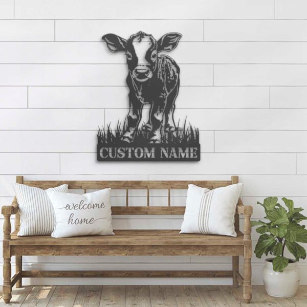 Custom-Baby-Cow-Farmhouse-Metal-Wall-Art-LED-Light-8