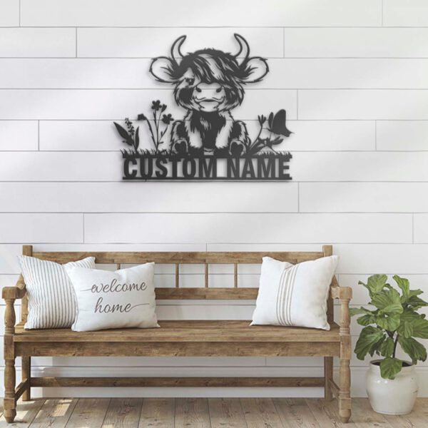 Custom-Baby-Highland-Cow-Farmhouse-Metal-Wall-Art-LED-Light-1