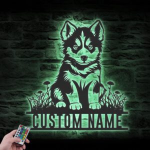 Custom-Baby-Siberian-Husky-Metal-Wall-Art-LED-Light_2