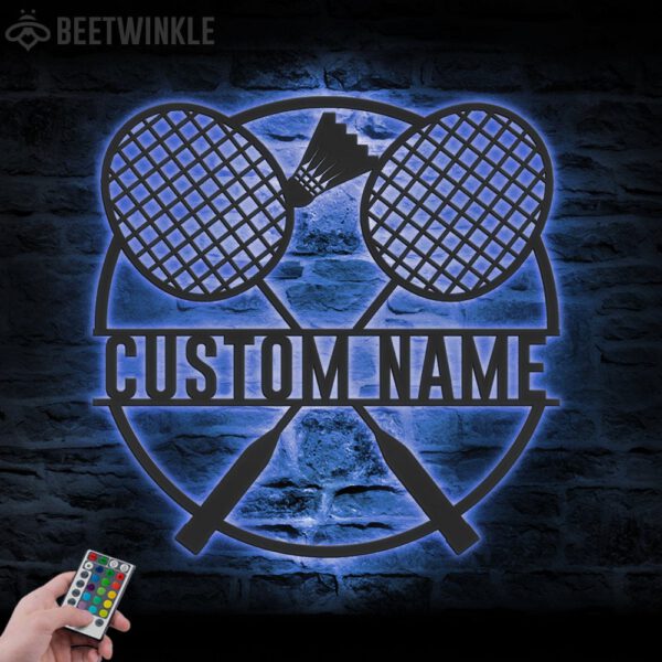 Custom-Badminton-Racket-Metal-Wall-Art-LED-Light-5