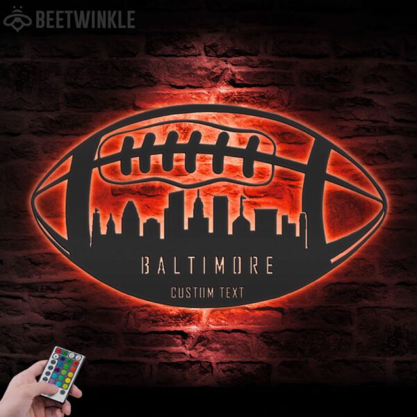 Custom-Baltimore-Skyline-American-Football-Metal-Wall-Art-LED-Light-2