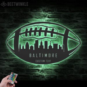 Custom-Baltimore-Skyline-American-Football-Metal-Wall-Art-LED-Light-3