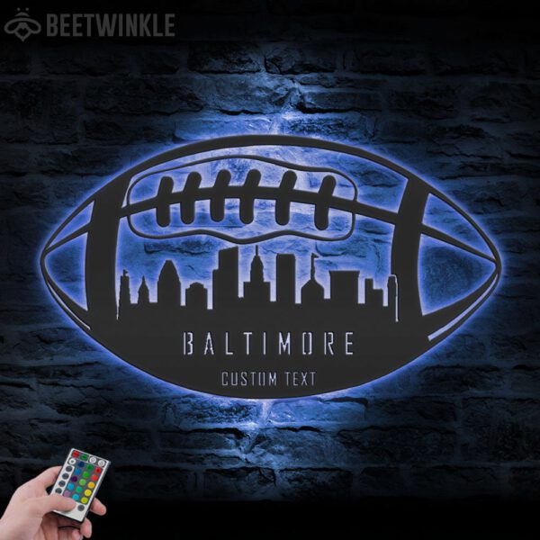 Custom-Baltimore-Skyline-American-Football-Metal-Wall-Art-LED-Light-5