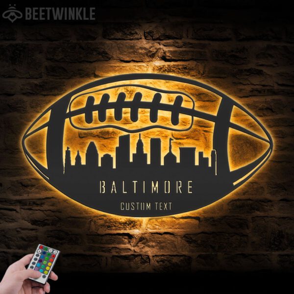 Custom-Baltimore-Skyline-American-Football-Metal-Wall-Art-LED-Light