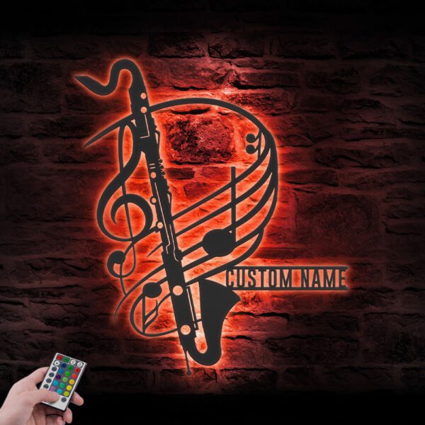 Custom-Bass-Clarinet-Musical-Instrument-Metal-Wall-Art-LED-Light-5