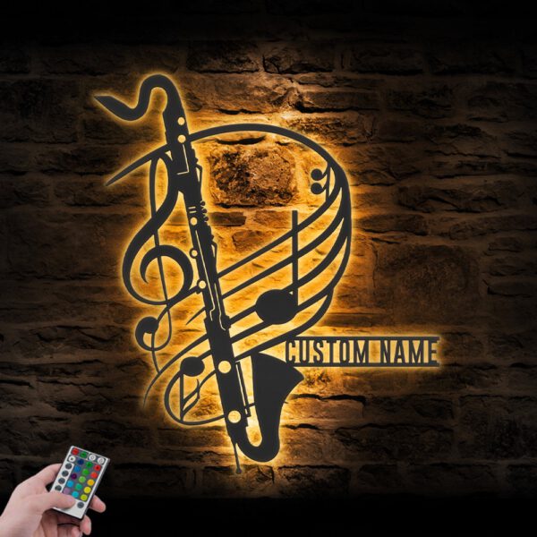 Custom-Bass-Clarinet-Musical-Instrument-Metal-Wall-Art-LED-Light-6