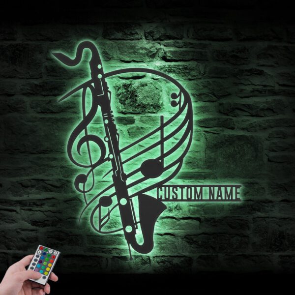 Custom-Bass-Clarinet-Musical-Instrument-Metal-Wall-Art-LED-Light