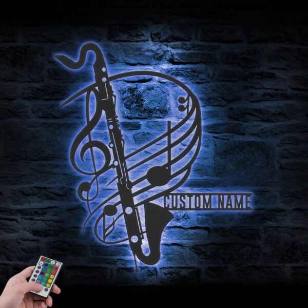 Custom-Bass-Clarinet-Musical-Instrument-Metal-Wall-Art-LED-Light-7