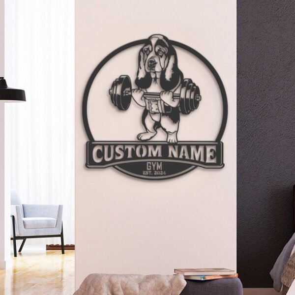 Custom-Basset-Hound-Dog-Lifting-A-Weight-Metal-Wall-Art-LED-Light_6