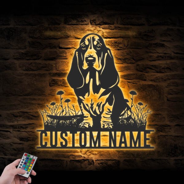 Custom-Basset-Hound-Metal-Wall-Art-LED-Light-4