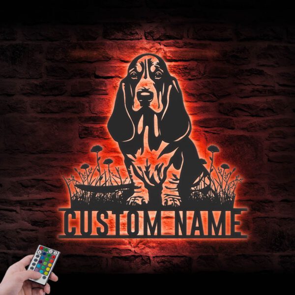 Custom-Basset-Hound-Metal-Wall-Art-LED-Light-6