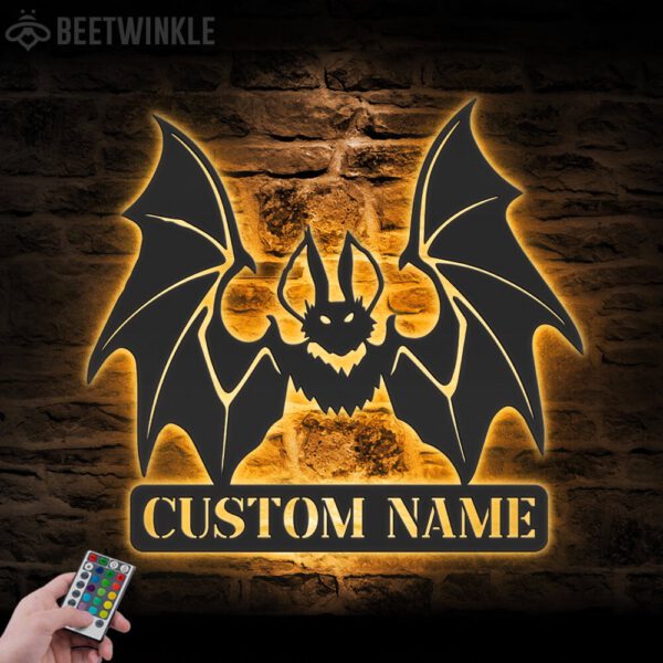 Custom-Bat-Metal-Wall-Art-with-LED-Light-2