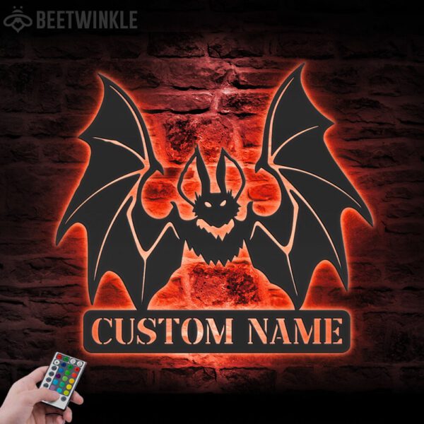 Custom-Bat-Metal-Wall-Art-with-LED-Light-3