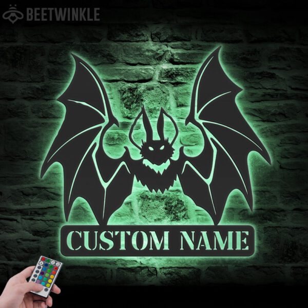 Custom-Bat-Metal-Wall-Art-with-LED-Light