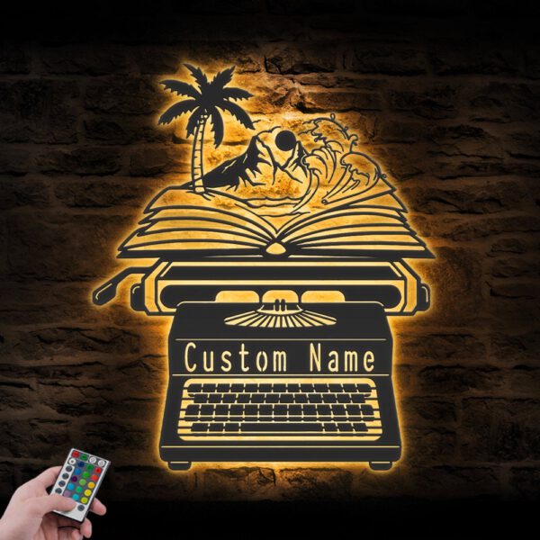 Custom-Beach-Book-Writer-Metal-Wall-Art-LED-Light_1