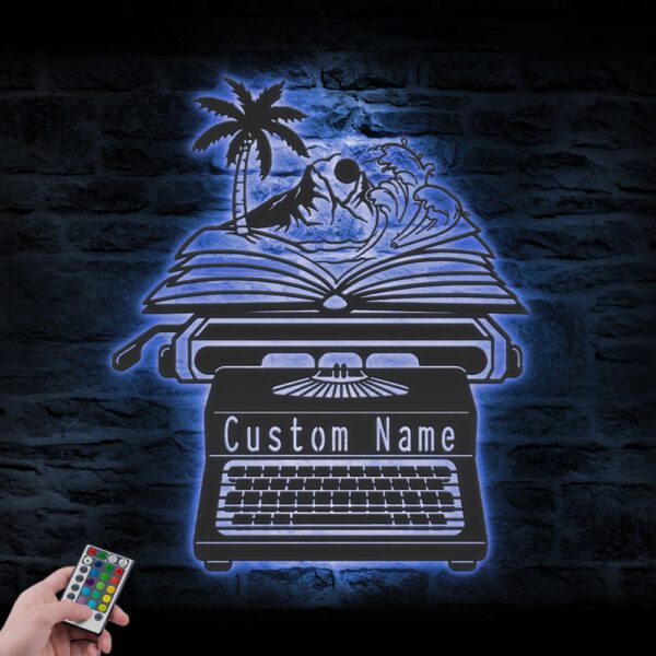 Custom-Beach-Book-Writer-Metal-Wall-Art-LED-Light_3