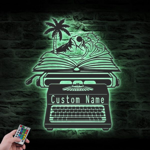 Custom-Beach-Book-Writer-Metal-Wall-Art-LED-Light_4