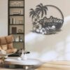 Custom-Beach-House-Hawaiian-Flower-Scene-Metal-Wall-Art-LED-Light