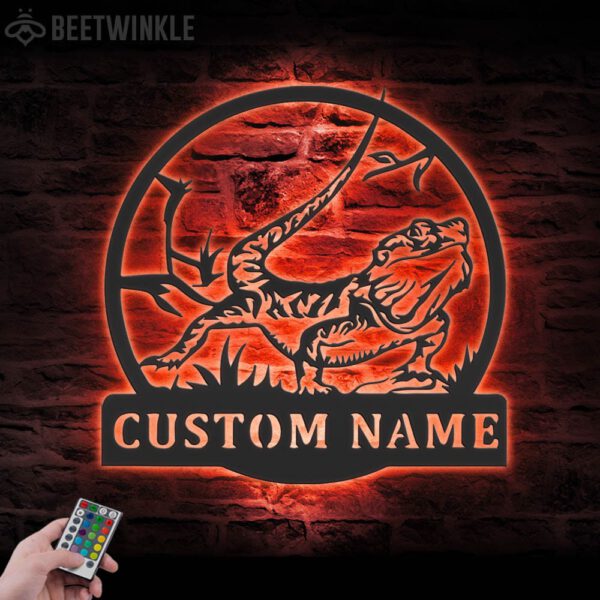 Custom-Bearded-Dragon-Metal-Wall-Art-LED-Light-1