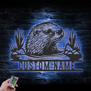 Custom-Beaver-Metal-Wall-Art-LED-Light-2