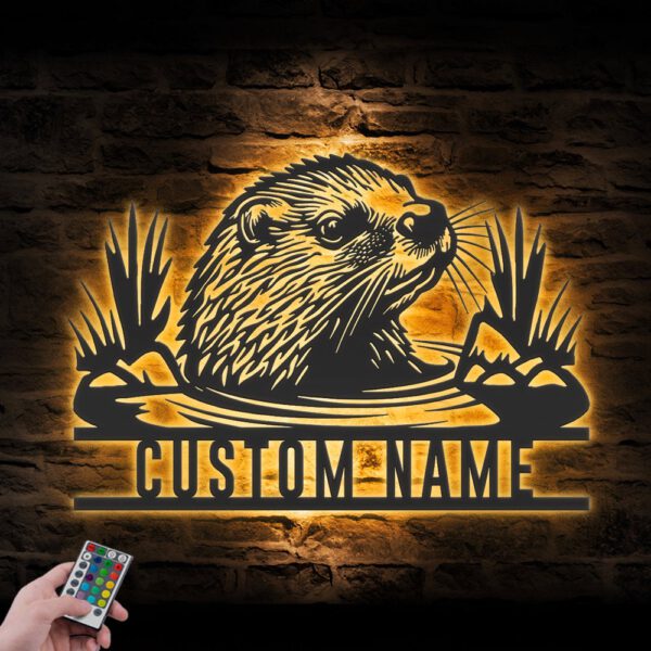 Custom-Beaver-Metal-Wall-Art-LED-Light-3