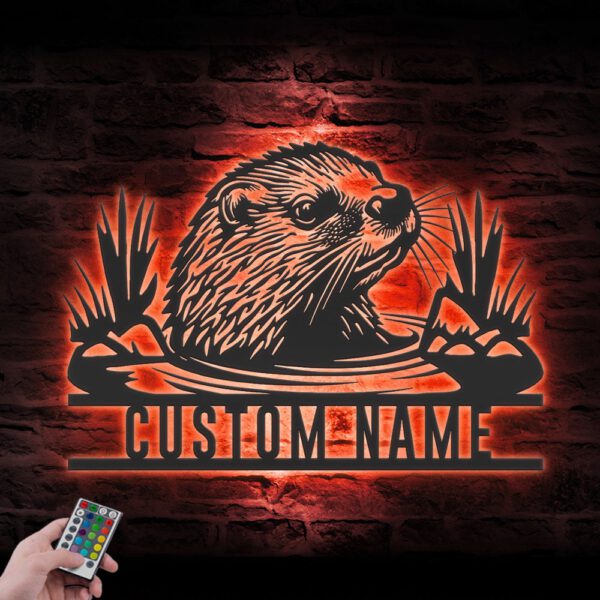 Custom-Beaver-Metal-Wall-Art-LED-Light-4